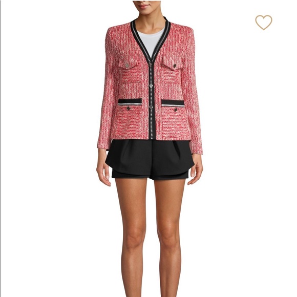 Coats | Maje Red Vivor Tweed Jacket Nwt 